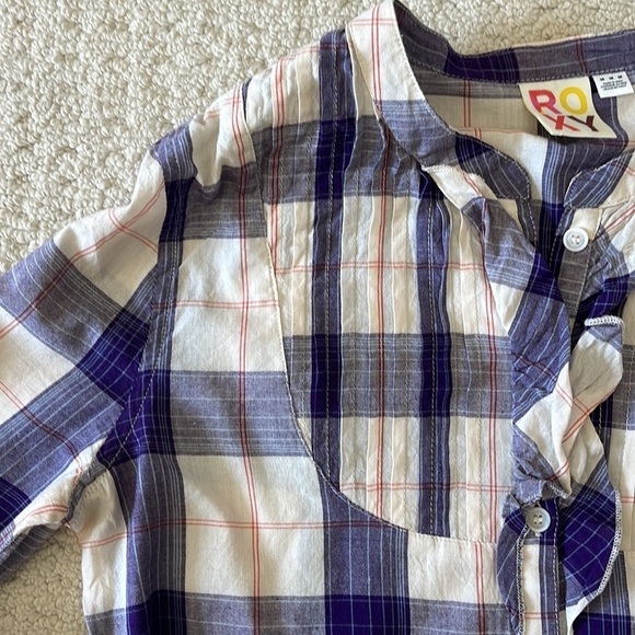 ROXY Plaid Button-Up Shirt in Purple & White Size Medium - Picture 2 of 12